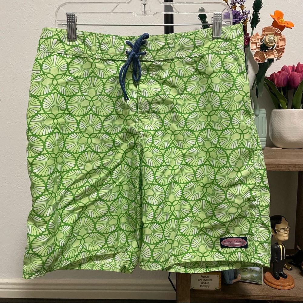 Vineyard Vines Lime Green Floral Swim Shorts